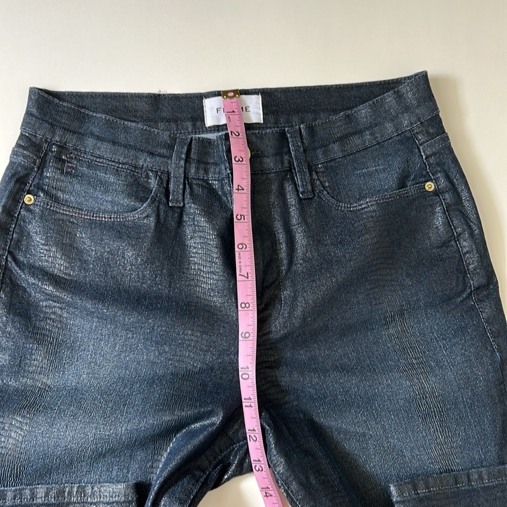Frame Le High Straight Indigo Lizard Coated Jeans - Picture 12 of 14